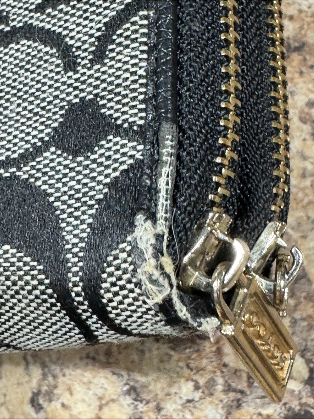 Coach Signature Zip Phone Wallet in Black and Gray - Picture 8 of 12